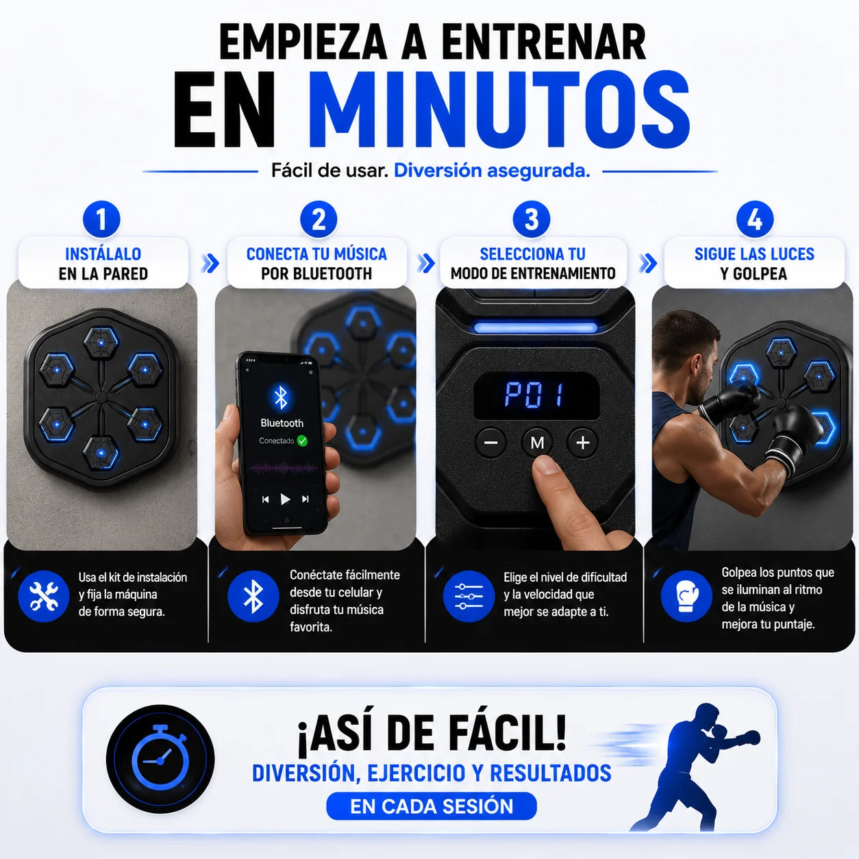 RitmoBox ® Tablero de boxeo musical - GRATIS guantes de box