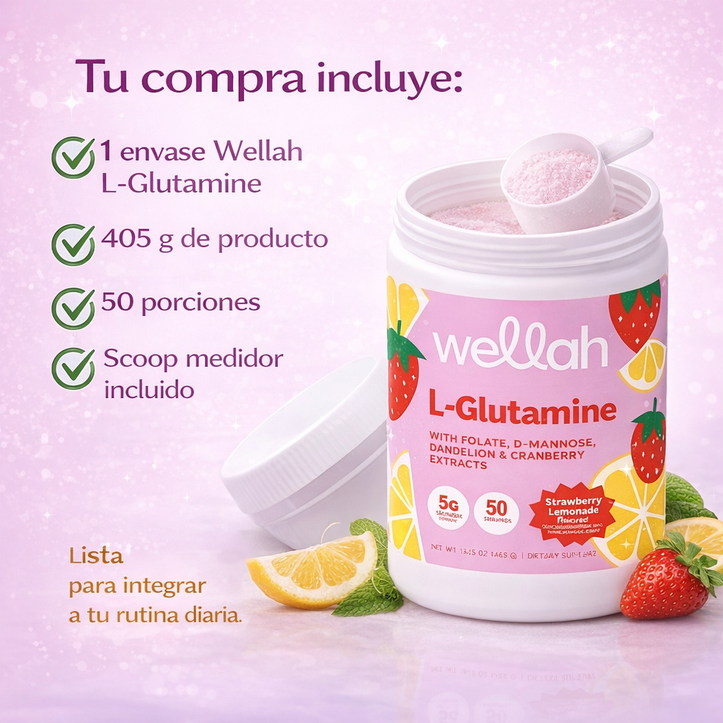 Wellah L-Glutamine para Mujeres – Apoyo Digestivo y Recuperación
