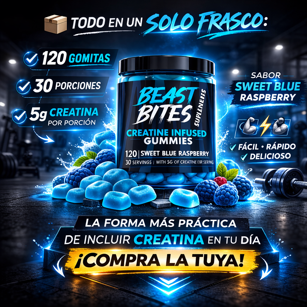 Beast Bites Creatine Gummies – Fuerza y Rendimiento en Cada Mordisco