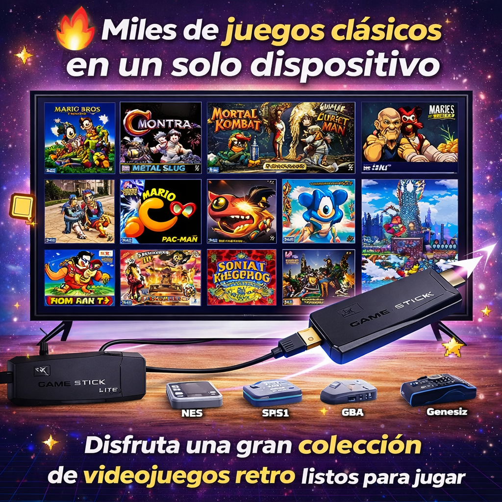 🎮 Game Stick Retro 2.4G – Convierte tu TV en una consola con miles de juegos clásicos en segundos