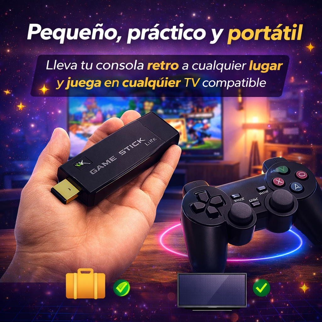 🎮 Game Stick Retro 2.4G – Convierte tu TV en una consola con miles de juegos clásicos en segundos