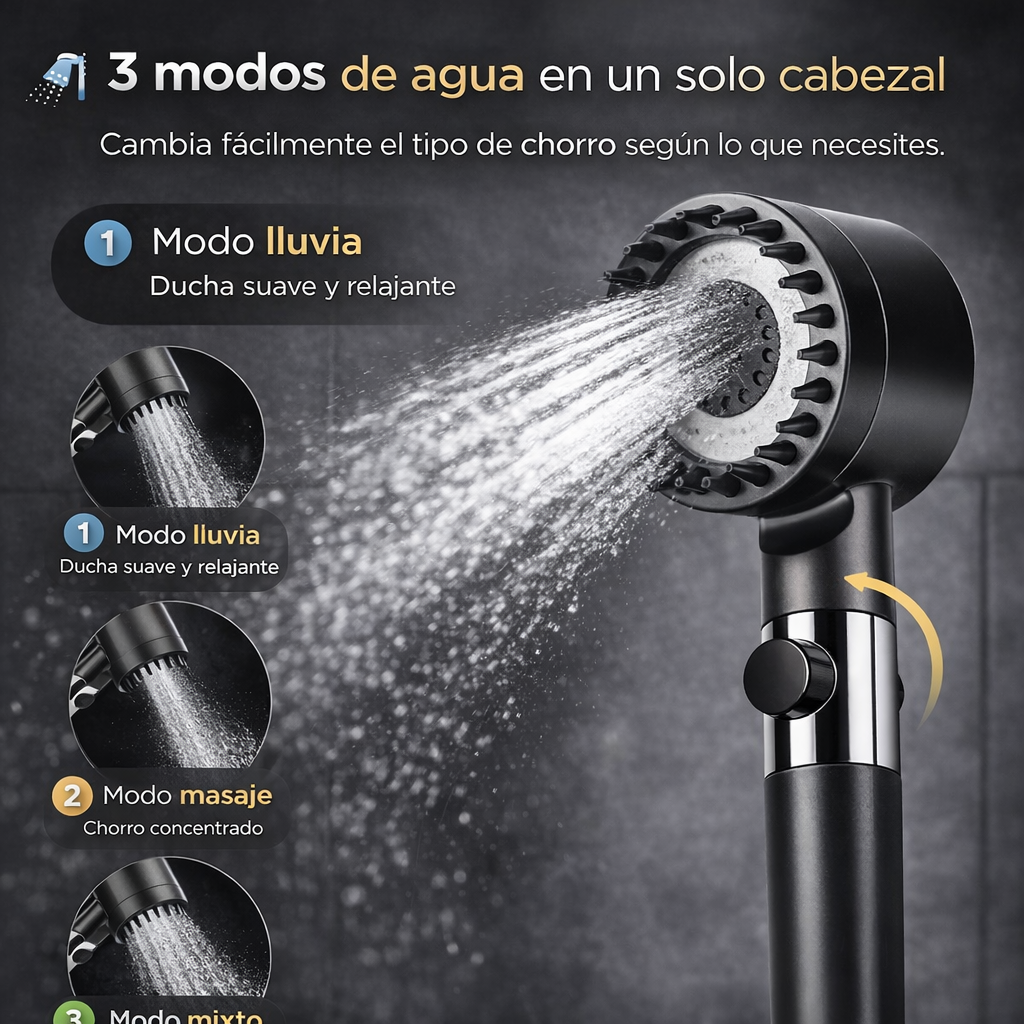 Ducha Spa de Alta Presión 3 en 1 — Convierte tu baño diario en una experiencia relajante en segundos