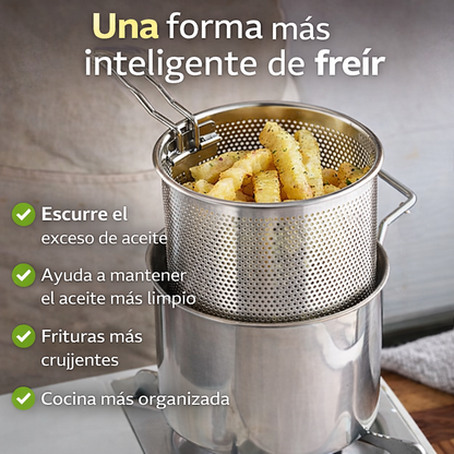 Freidora de Acero con Filtro de Aceite Integrado – Frituras Más Crujientes y Cocina Mucho Más Limpia