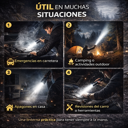 Linterna de Supervivencia Multifuncional – Potencia, Seguridad y Preparación en un Solo Dispositivo