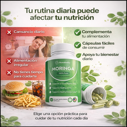 Moringa Natural en Cápsulas – Nutrición Diaria que Apoya tu Energía y Bienestar