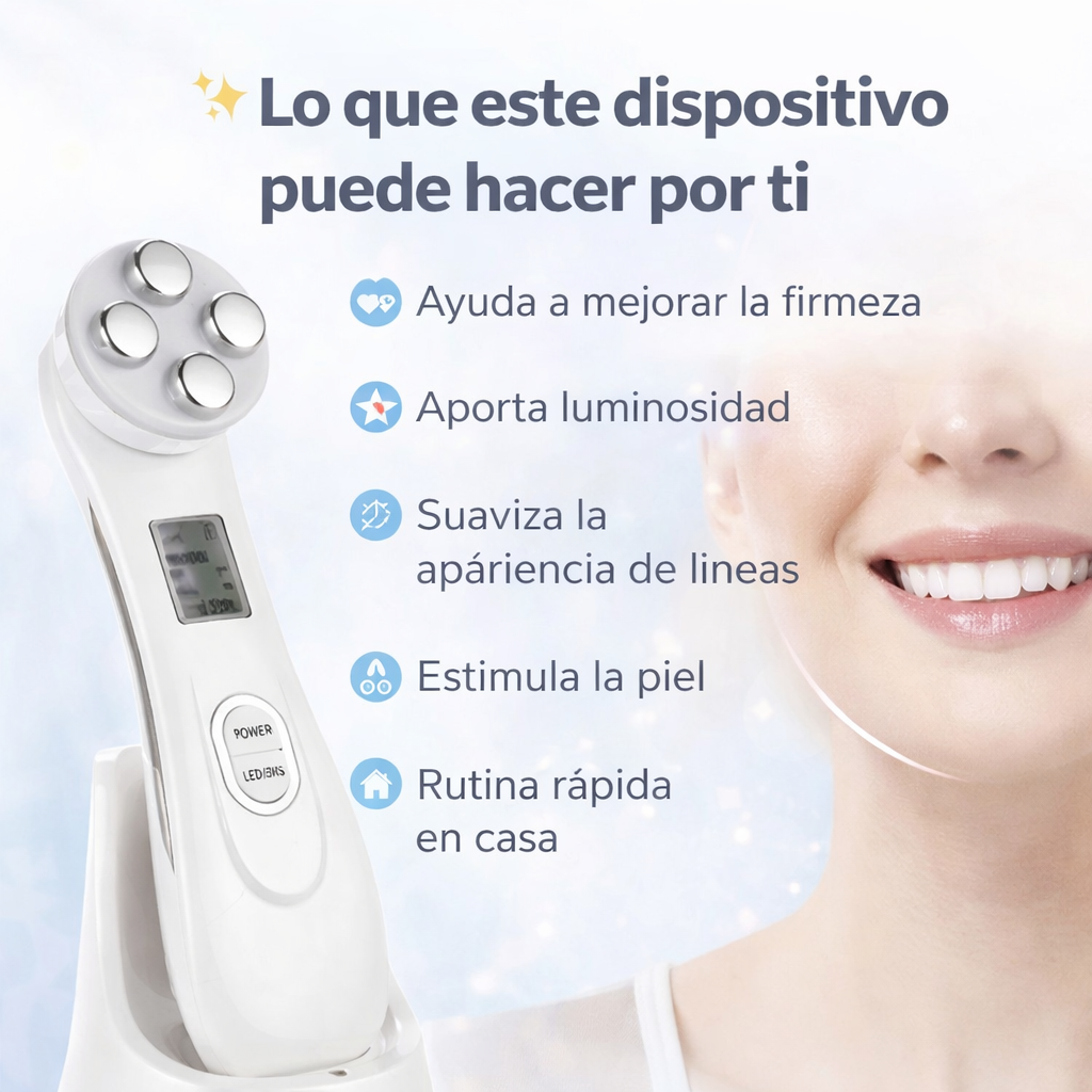 Dispositivo Radio Frecuencia Facial-Reafirma tu rostro desde casa y recupera una apariencia más firme y luminosa