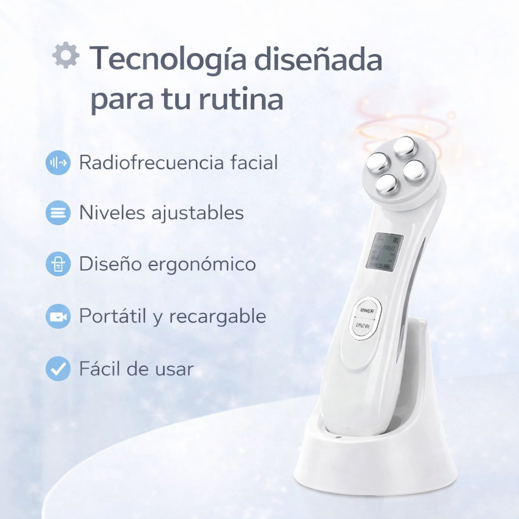 Dispositivo Radio Frecuencia Facial-Reafirma tu rostro desde casa y recupera una apariencia más firme y luminosa