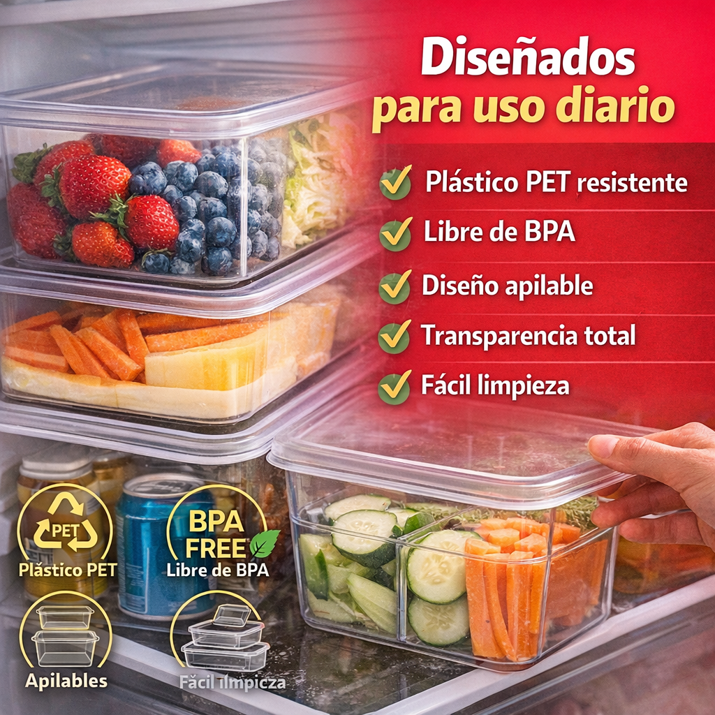 Set organizadores de nevera X7- La forma más simple de convertir el caos de tu nevera en orden total