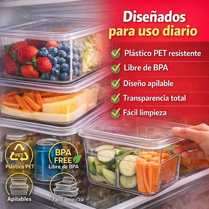 Set organizadores de nevera X7- La forma más simple de convertir el caos de tu nevera en orden total