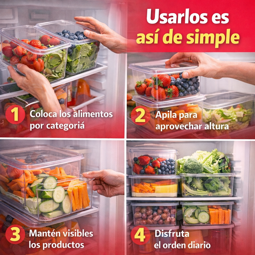 Set organizadores de nevera X7- La forma más simple de convertir el caos de tu nevera en orden total