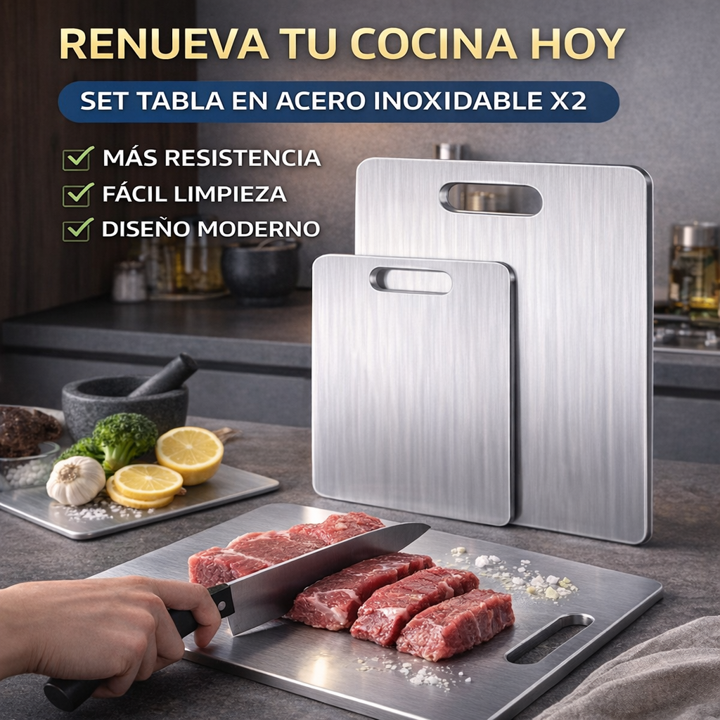 Set Tabla para Picar en Acero Inoxidable X2 – Más Higiene y Durabilidad en Tu Cocina
