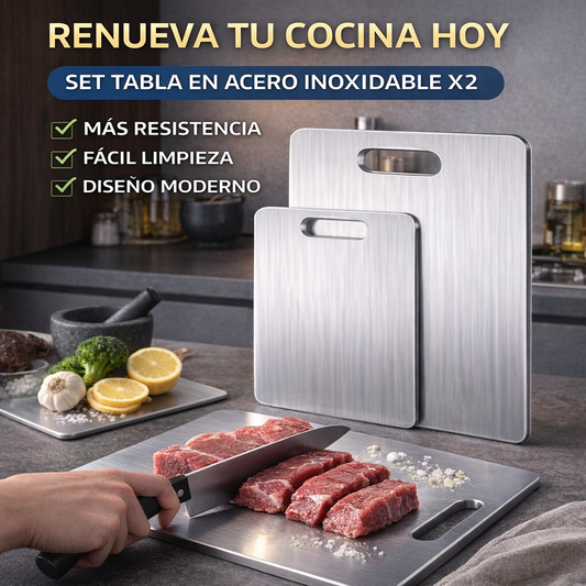 Set Tabla para Picar en Acero Inoxidable X2 – Más Higiene y Durabilidad en Tu Cocina