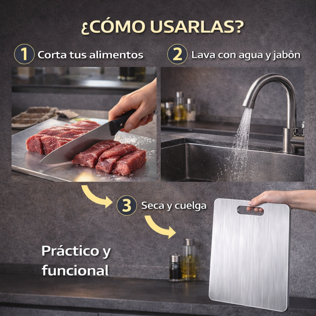 Set Tabla para Picar en Acero Inoxidable X2 – Más Higiene y Durabilidad en Tu Cocina