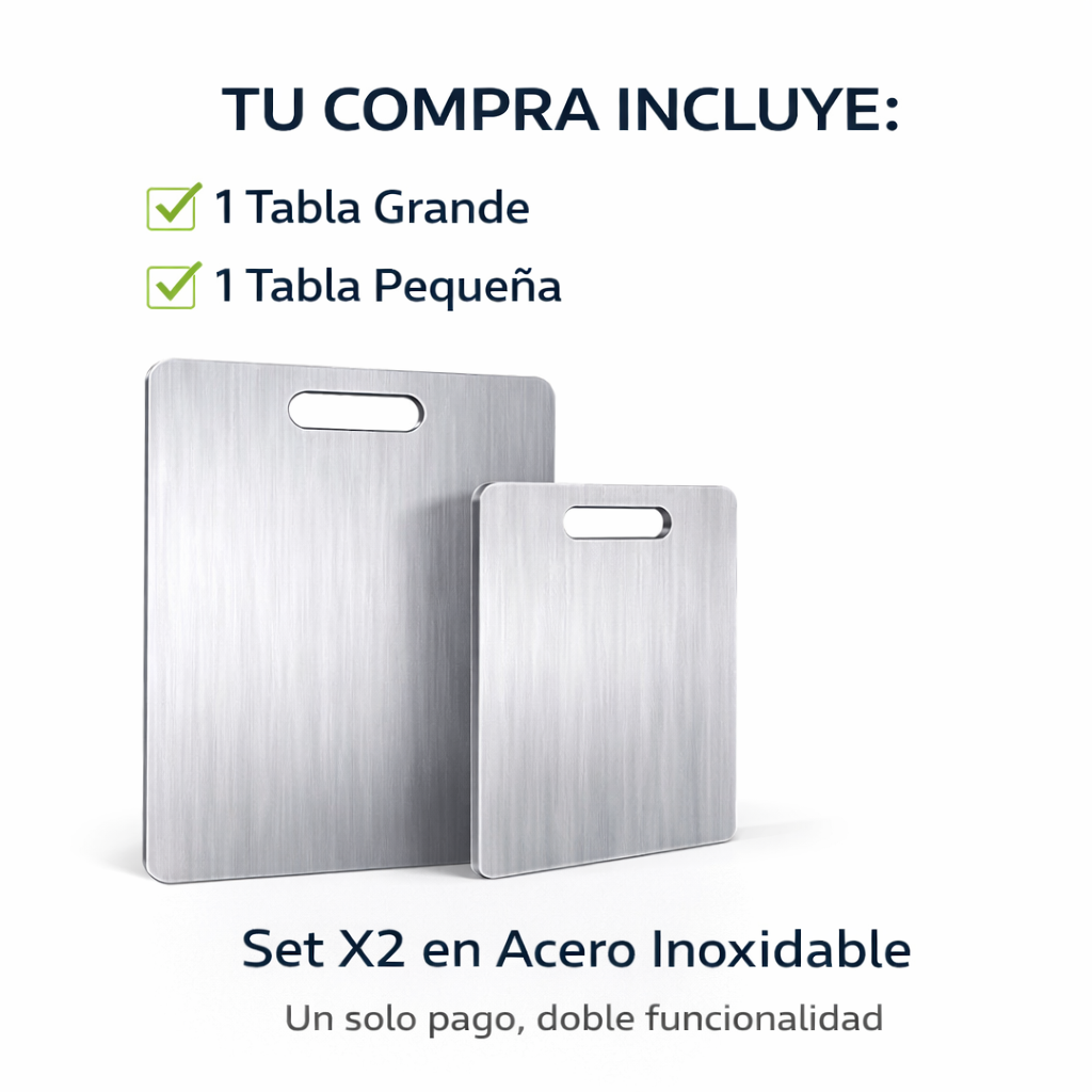 Set Tabla para Picar en Acero Inoxidable X2 – Más Higiene y Durabilidad en Tu Cocina