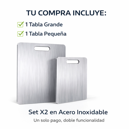 Set Tabla para Picar en Acero Inoxidable X2 – Más Higiene y Durabilidad en Tu Cocina