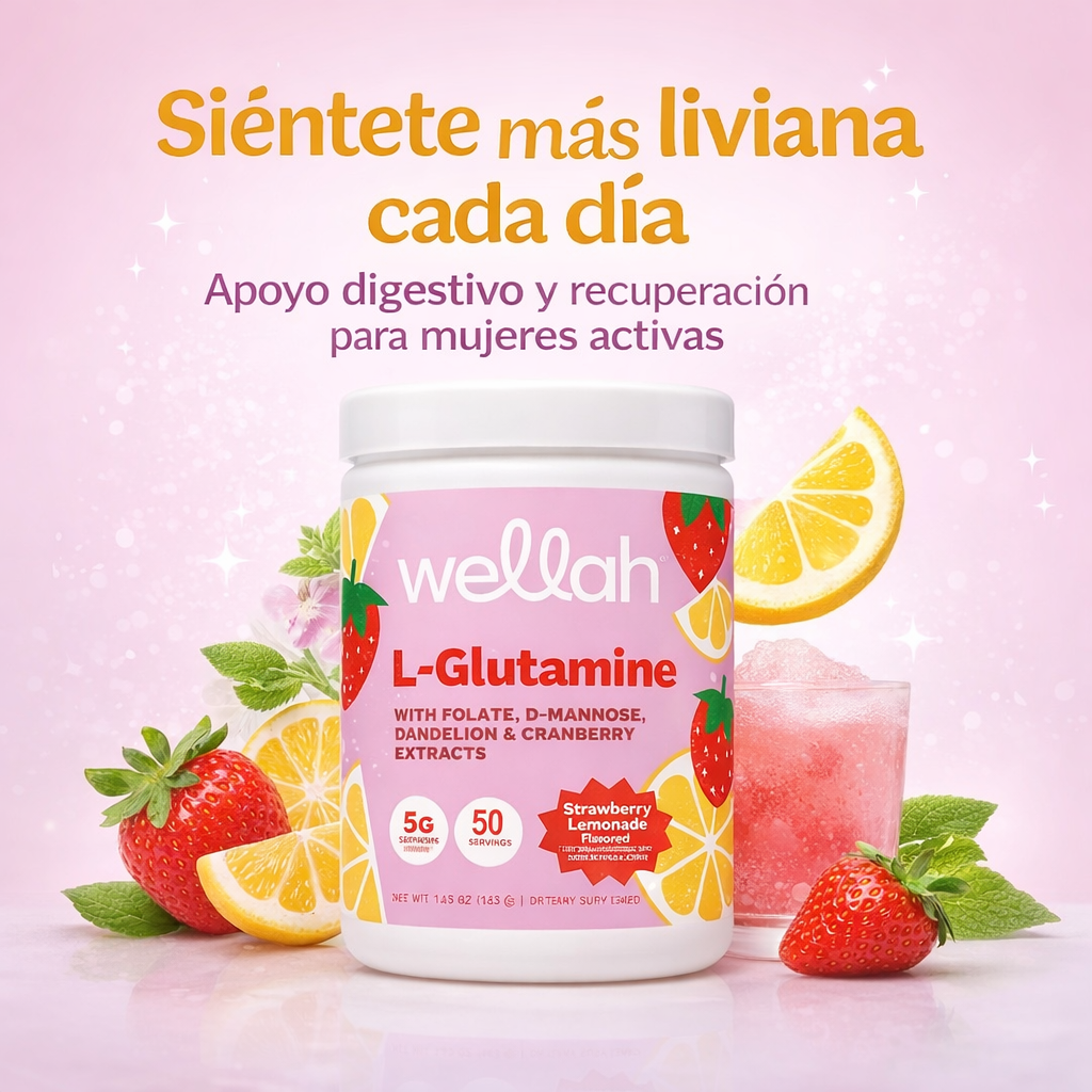 Wellah L-Glutamine para Mujeres – Apoyo Digestivo y Recuperación
