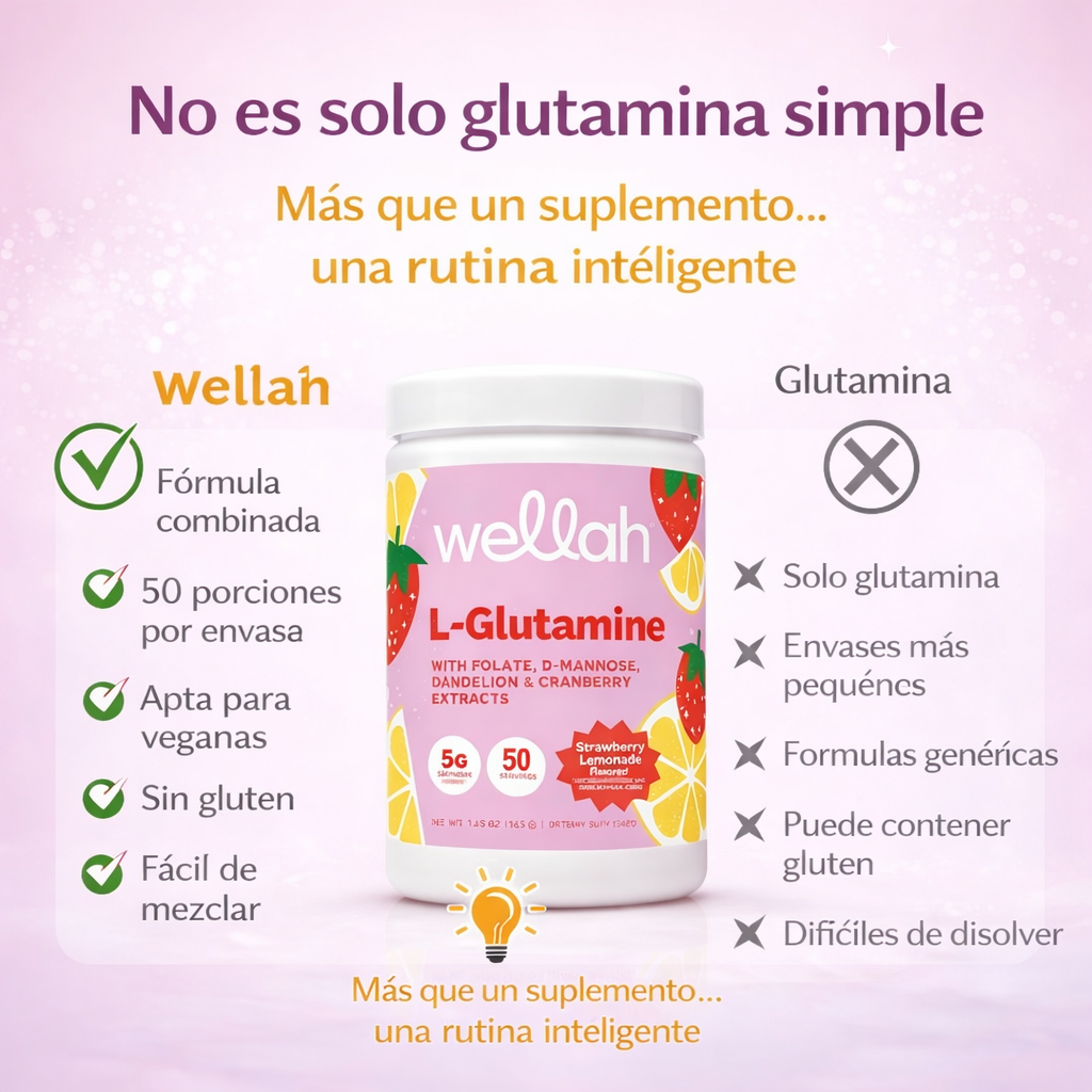 Wellah L-Glutamine para Mujeres – Apoyo Digestivo y Recuperación