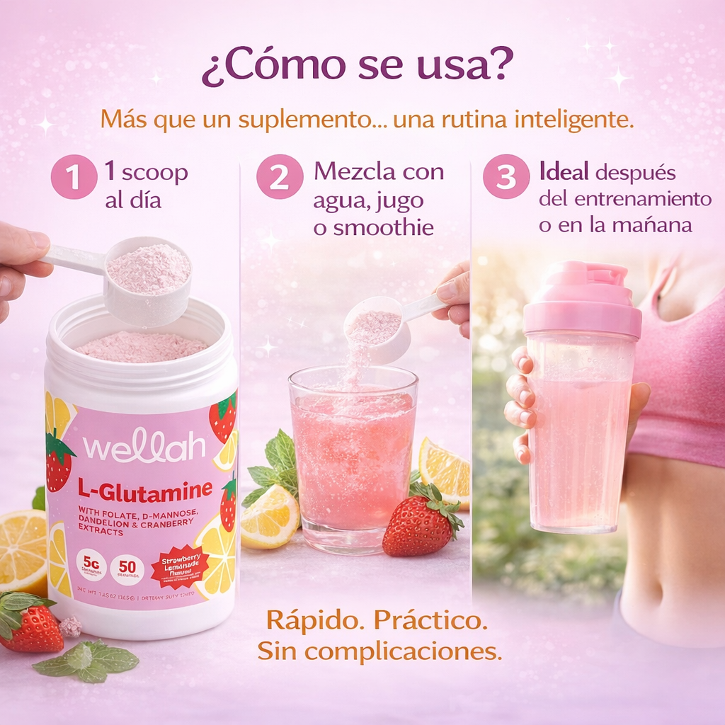 Wellah L-Glutamine para Mujeres – Apoyo Digestivo y Recuperación