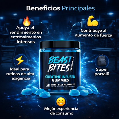 Beast Bites Creatine Gummies – Fuerza y Rendimiento en Cada Mordisco