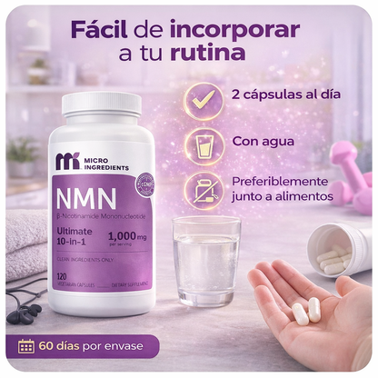 NMN 1000mg Ultimate 10-in-1 – Energía Celular y Vitalidad Inteligente