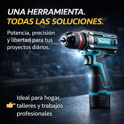 Taladro inalámbrico MAKITA + ACCESORIOS + 2 BATERIAS