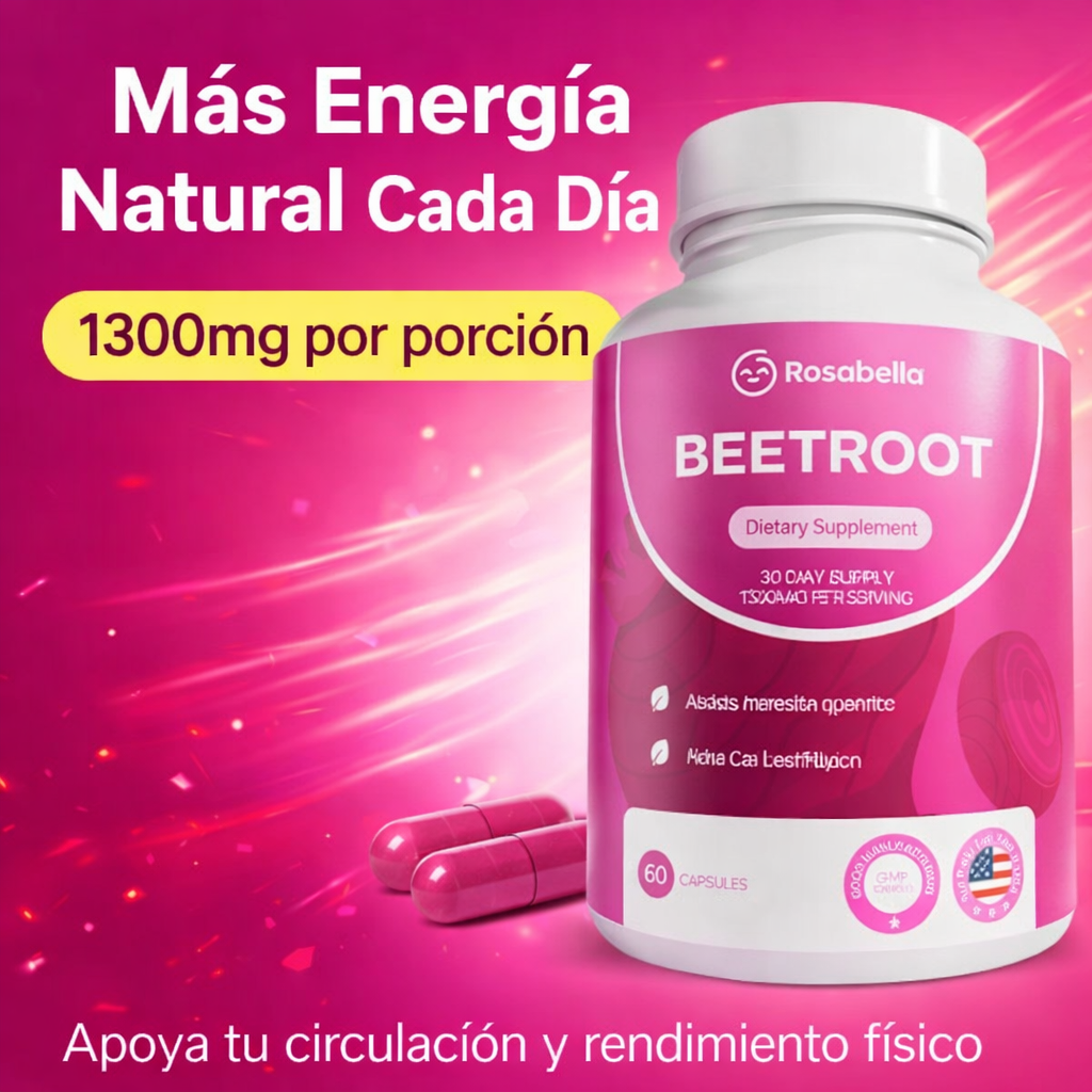 Rosabella Beetroot 1300mg – Energía Natural y Apoyo a tu Circulación en Cada Cápsula