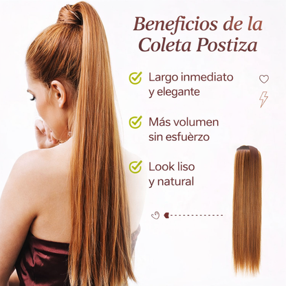 ✨ Coleta Postiza Larga y Natural – Volumen y Longitud en Segundos