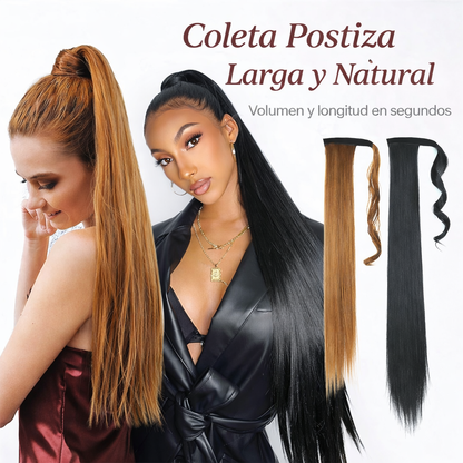 ✨ Coleta Postiza Larga y Natural – Volumen y Longitud en Segundos