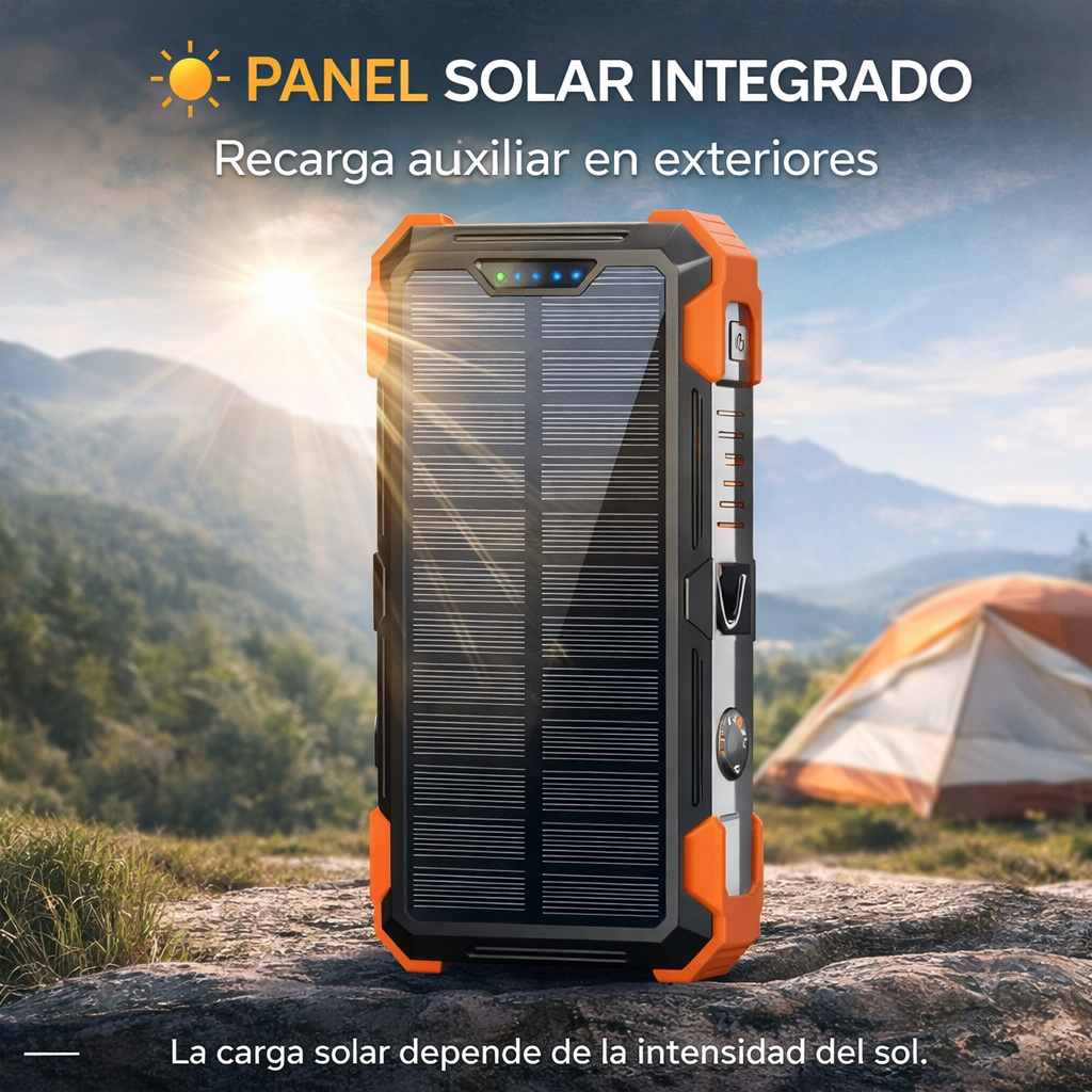 Power Bank Solar Multifunción – Energía Ilimitada Donde Sea Que Estés 🔋
