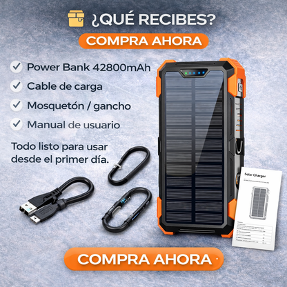 Power Bank Solar Multifunción – Energía Ilimitada Donde Sea Que Estés 🔋