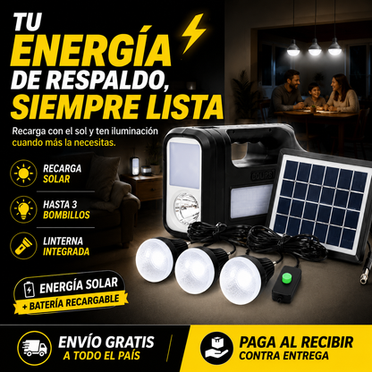 Kit de iluminación solar portátil - tu respaldo de iluminación, listo para cuando haga falta.