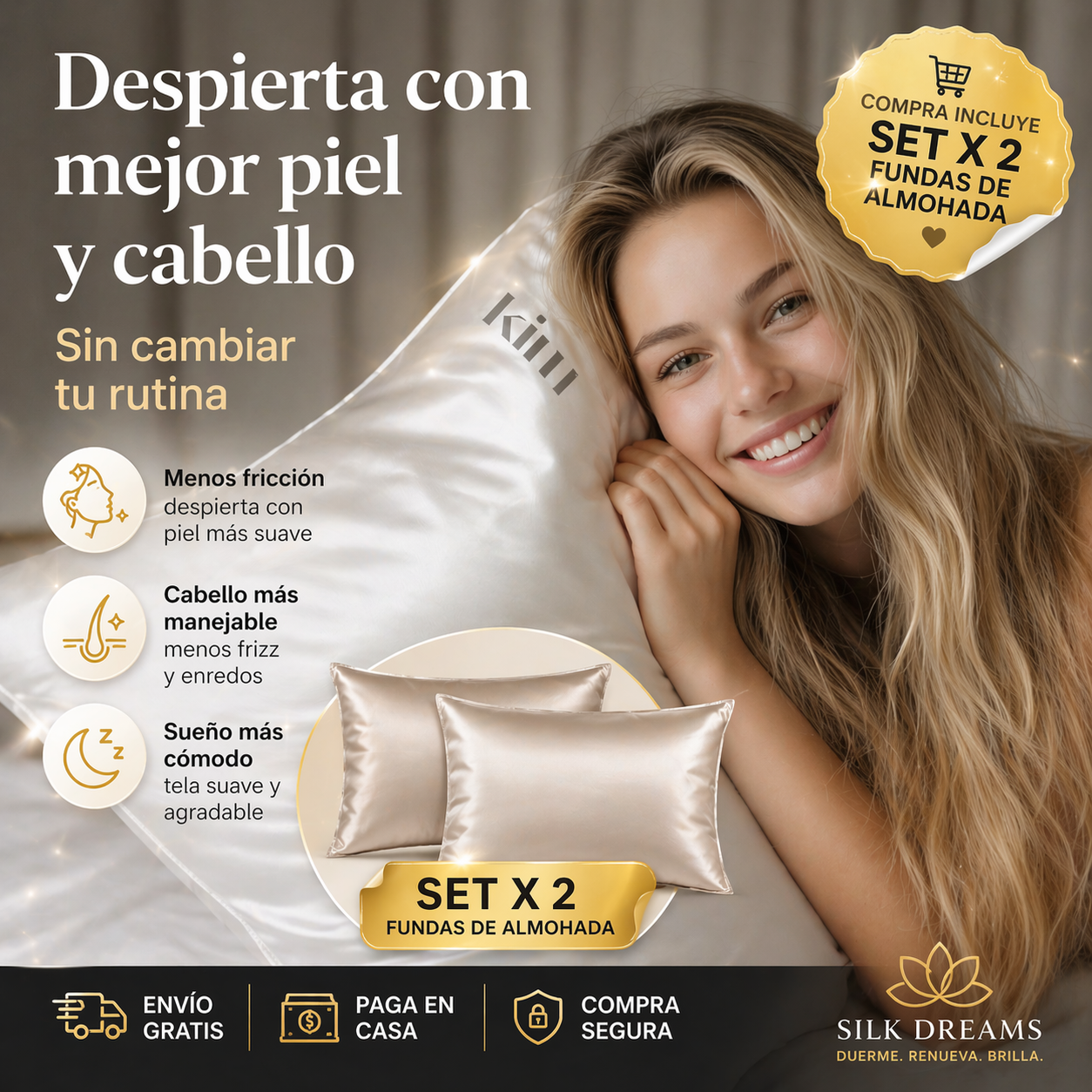 Funda de Almohada Premium-Despierta con mejor piel y cabello todos los días (sin cambiar tu rutina)