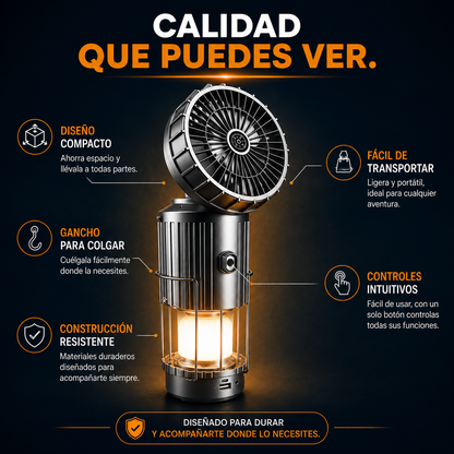 MagicLamp AIR™ 5 en 1 - Ilumina, refresca y mantente conectado donde más lo necesites.