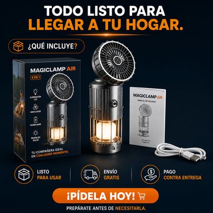 MagicLamp AIR™ 5 en 1 - Ilumina, refresca y mantente conectado donde más lo necesites.