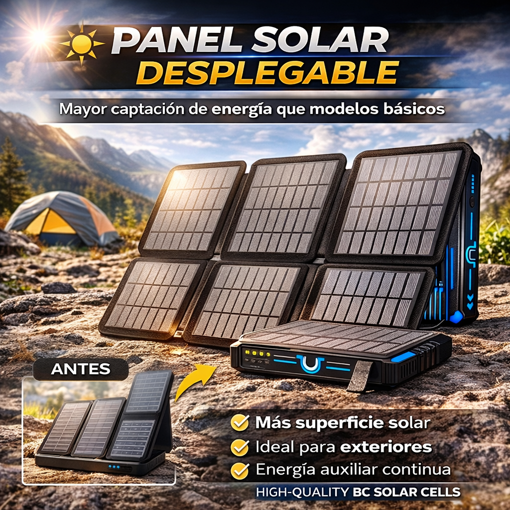 Power Bank Solar Multifunción – Energía Ilimitada Donde Sea Que Estés 🔋