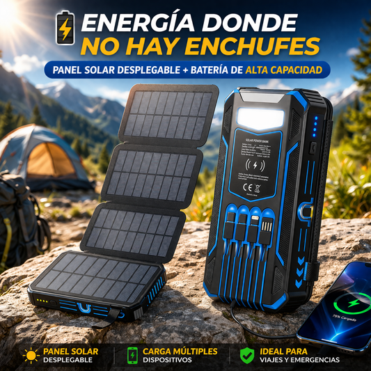 Power Bank Solar Multifunción – Energía Ilimitada Donde Sea Que Estés 🔋