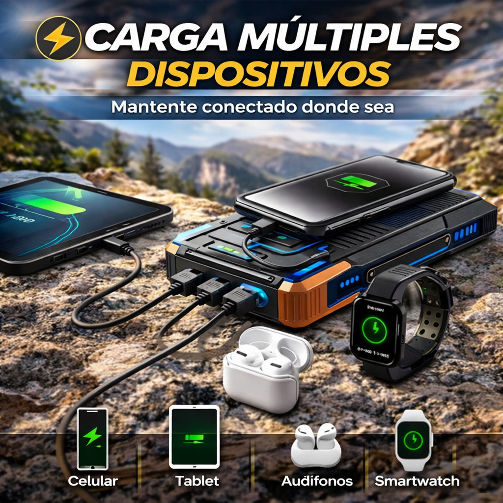Power Bank Solar Multifunción – Energía Ilimitada Donde Sea Que Estés 🔋