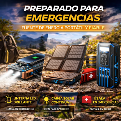 Power Bank Solar Multifunción – Energía Ilimitada Donde Sea Que Estés 🔋