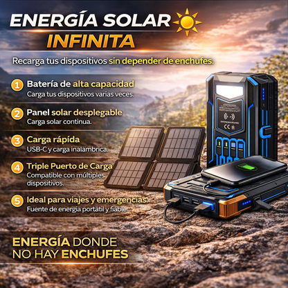 Power Bank Solar Multifunción – Energía Ilimitada Donde Sea Que Estés 🔋