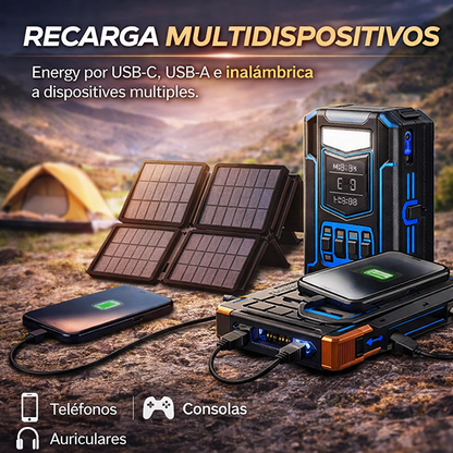 Power Bank Solar Multifunción – Energía Ilimitada Donde Sea Que Estés 🔋