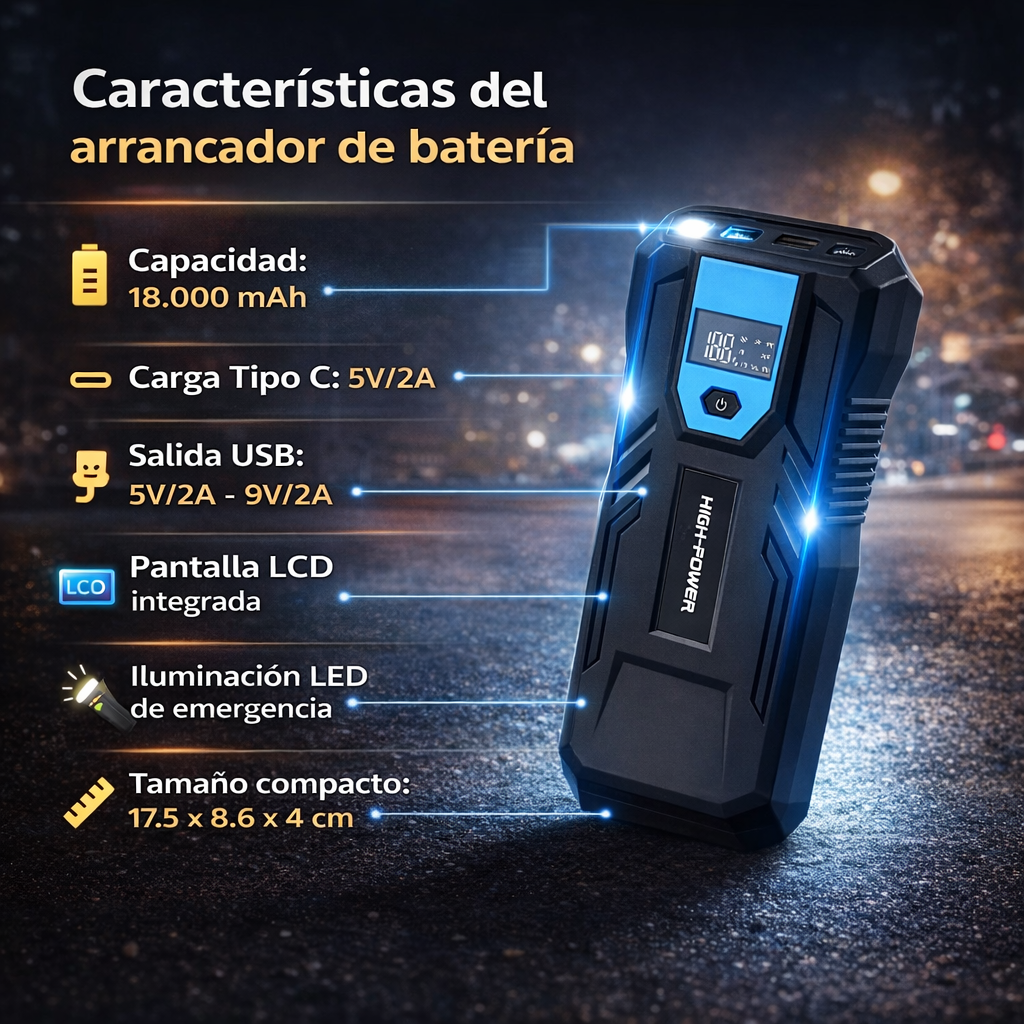 EnergyPRO - Arrancador de Batería Con 12.000 mAh