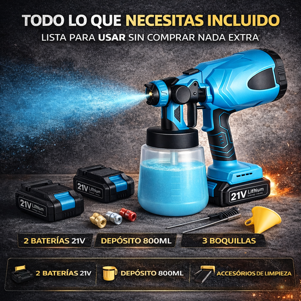 MasterSpray- Pistola Pulverizadora Inalambrica | Pinta cualquier superficie fácil y rápido