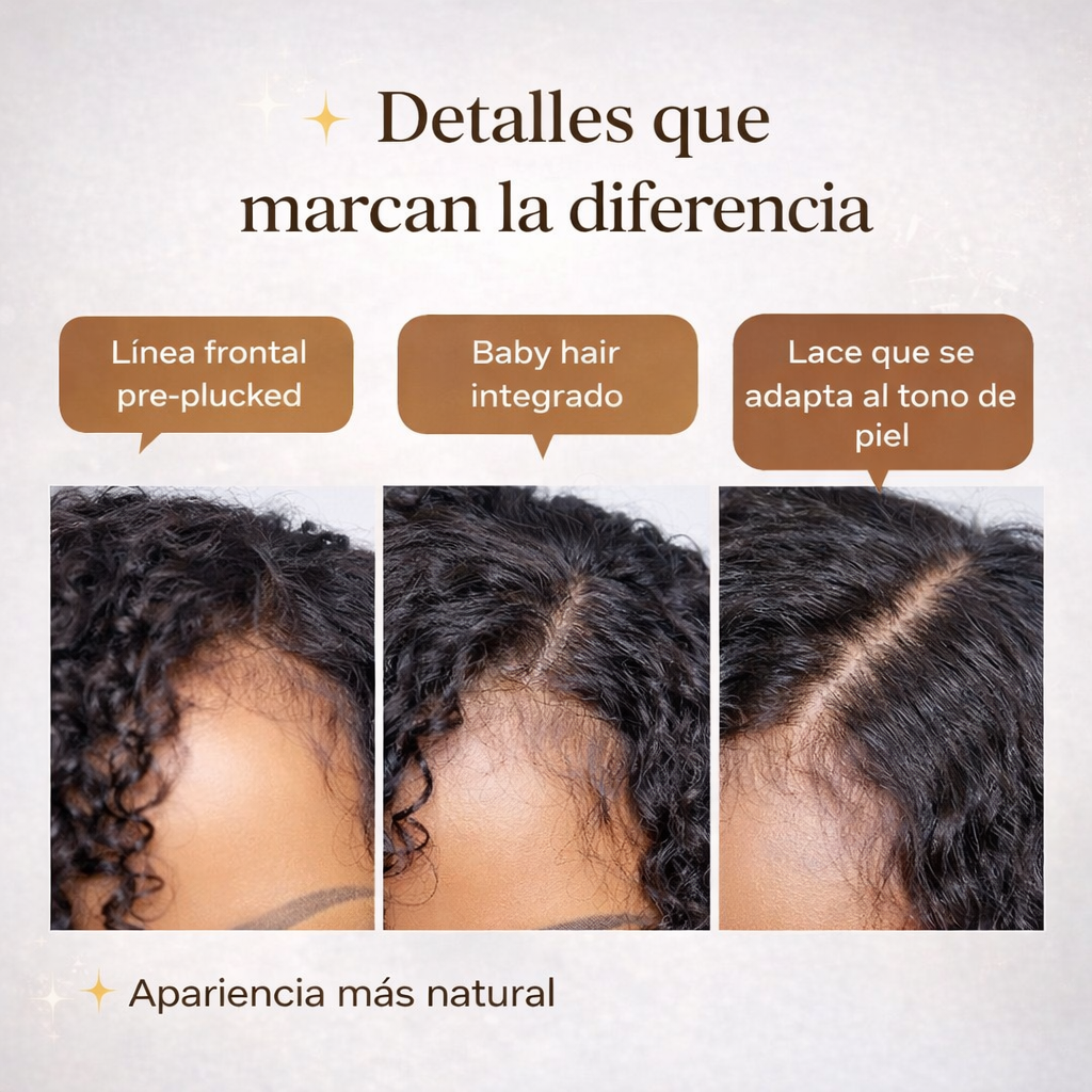 Perfect Hair l Peluca Rizada 70 cms de cabello Semi humano - Disimula la calvicie.