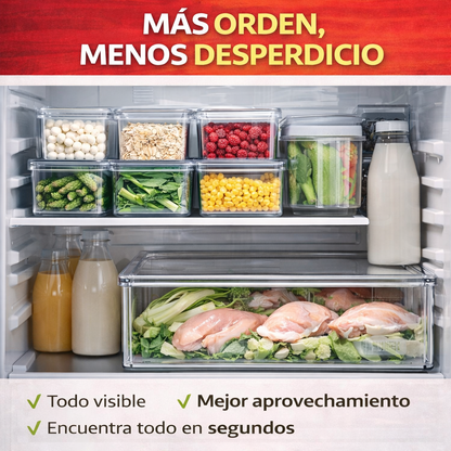 Set organizadores de nevera X7- La forma más simple de convertir el caos de tu nevera en orden total