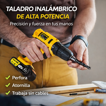 Taladro Inalámbrico 48V - Incluye 2 Baterías + 24 Accesorios ¡OFERTA EXCLUSIVA! 🧰