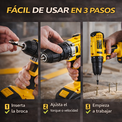 Taladro Inalámbrico 48V - Incluye 2 Baterías + 24 Accesorios ¡OFERTA EXCLUSIVA! 🧰