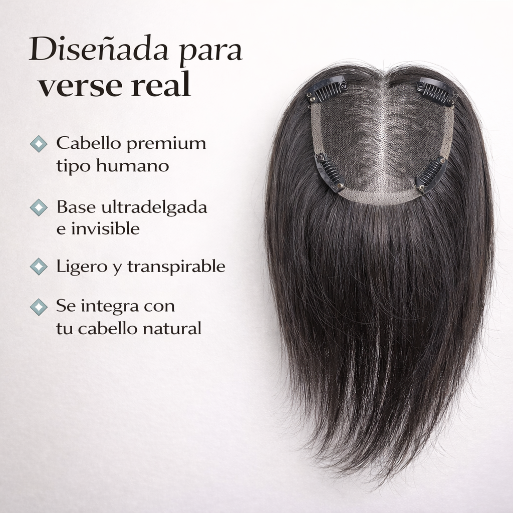Topper Invisible de Cabello Semi Real | Recupera tu Confianza en Segundos