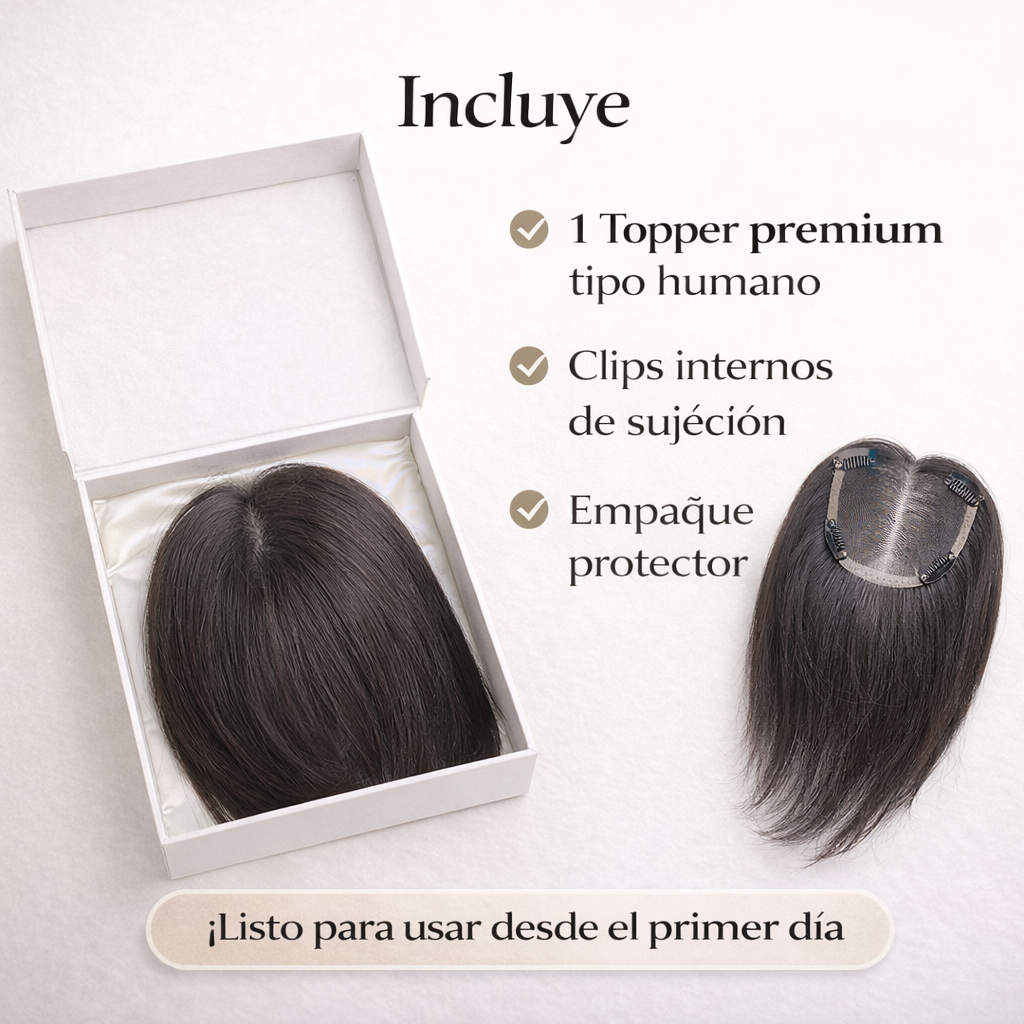 Topper Invisible de Cabello Semi Real | Recupera tu Confianza en Segundos