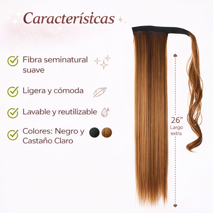 ✨ Coleta Postiza Larga y Natural – Volumen y Longitud en Segundos