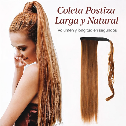 ✨ Coleta Postiza Larga y Natural – Volumen y Longitud en Segundos